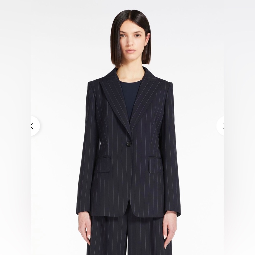 Max Mara Women’s Fitted Pinstripe Black Blazer Size 6
